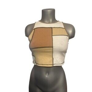 Social tourist sleeveless patchwork crop top xs